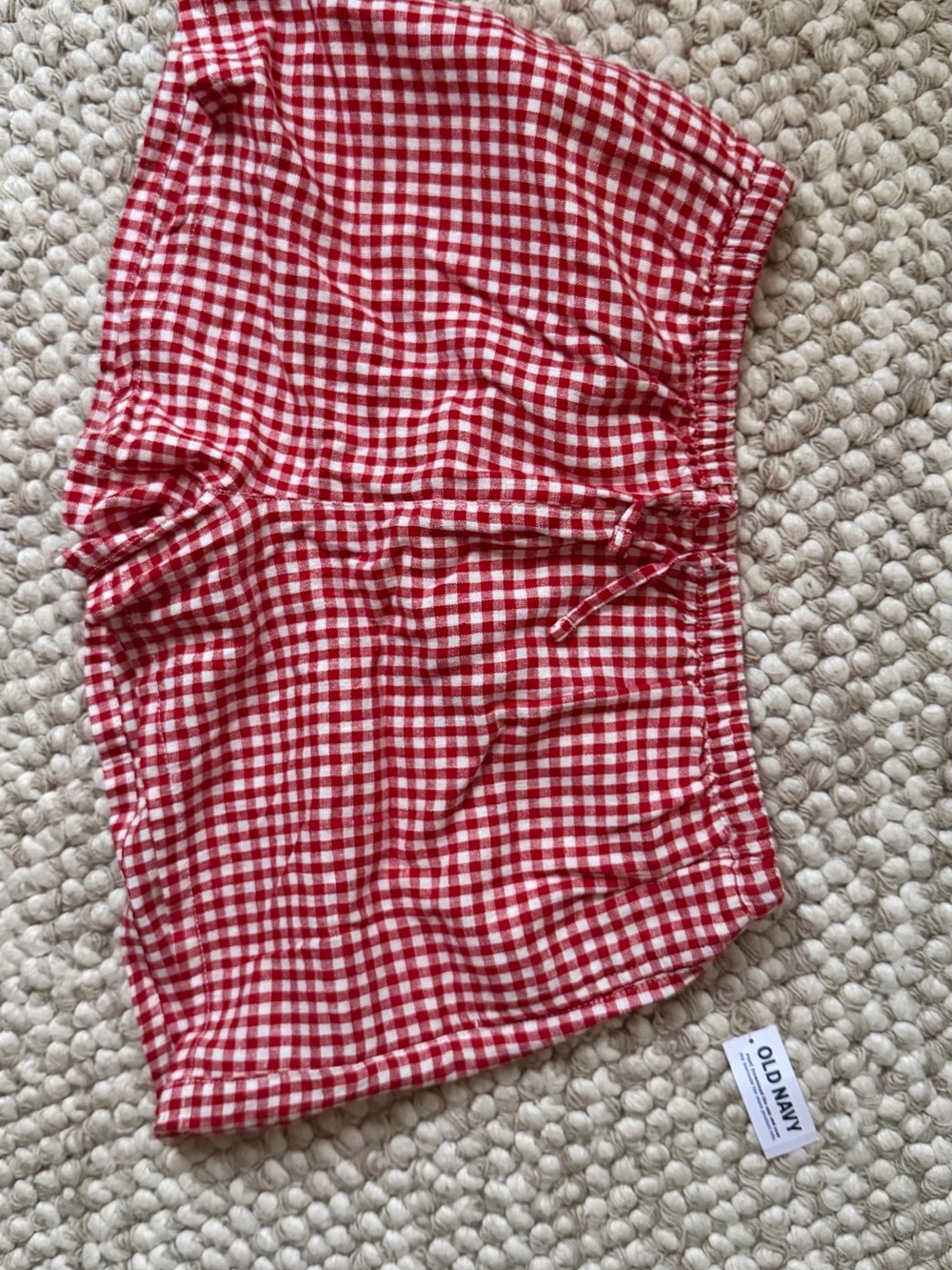 Old Navy Red & White Gingham Drawstring Shorts